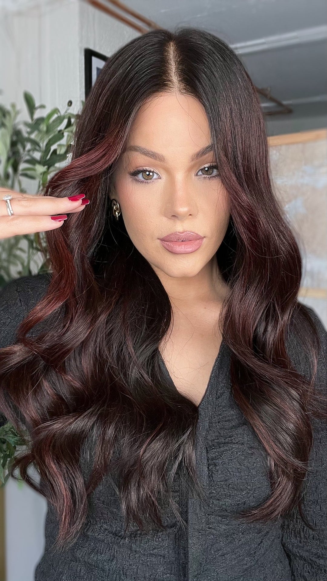 SHULY Dark Auburn Wigs 100% Real Human Hair for Caucasian 180% Density