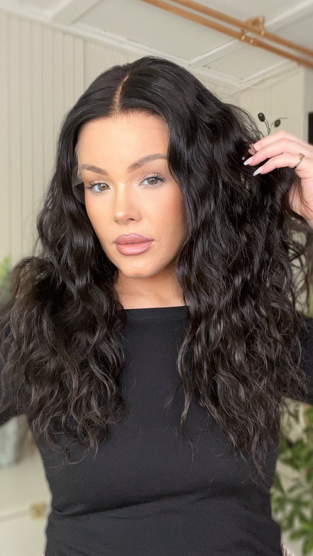 SHULY Water Wave Wigs 100% Real Human Hair for Caucasian 180% Density