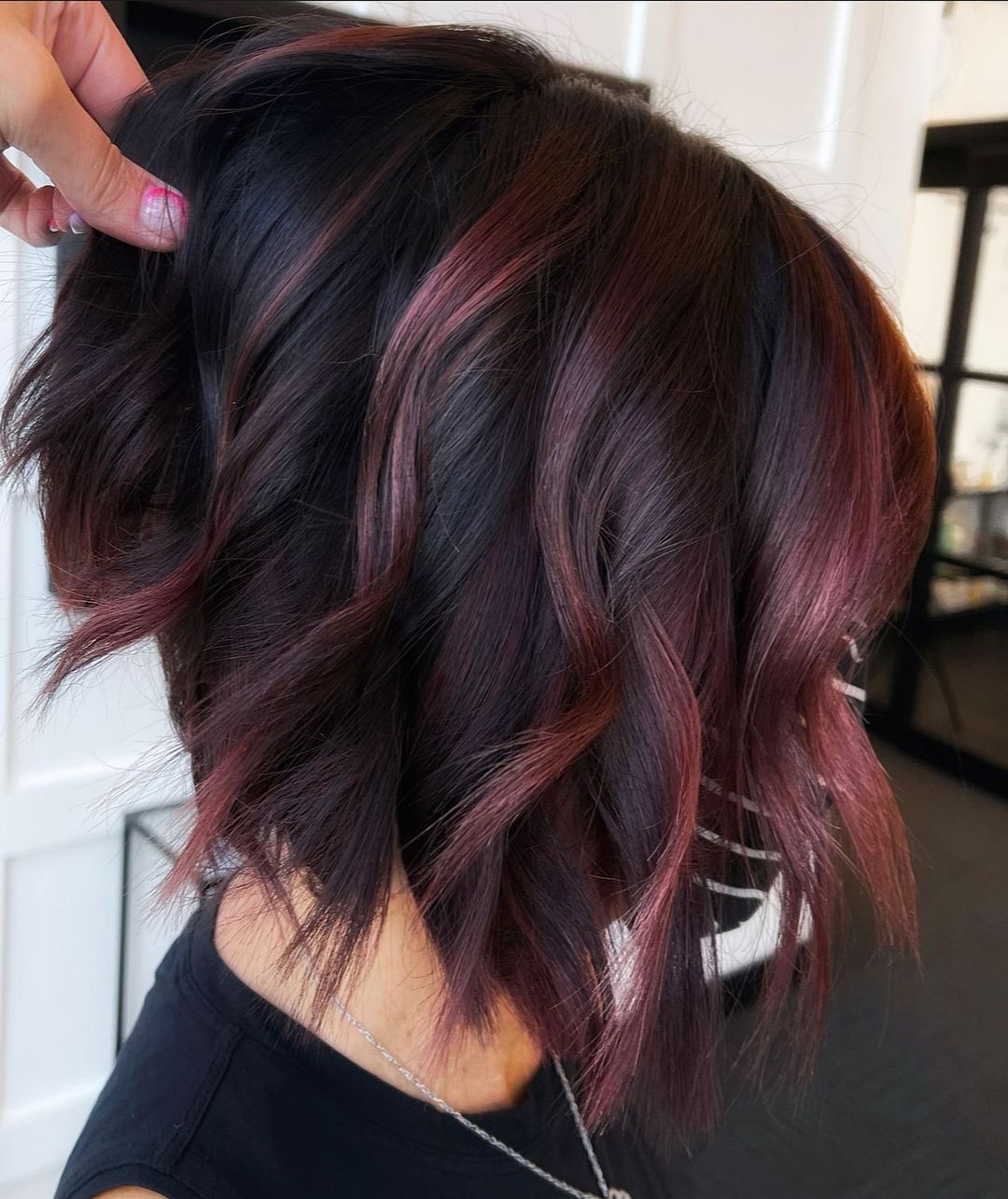 Burgundy Balayage Bob Wigs for Women Caucasian 100% Human Hair