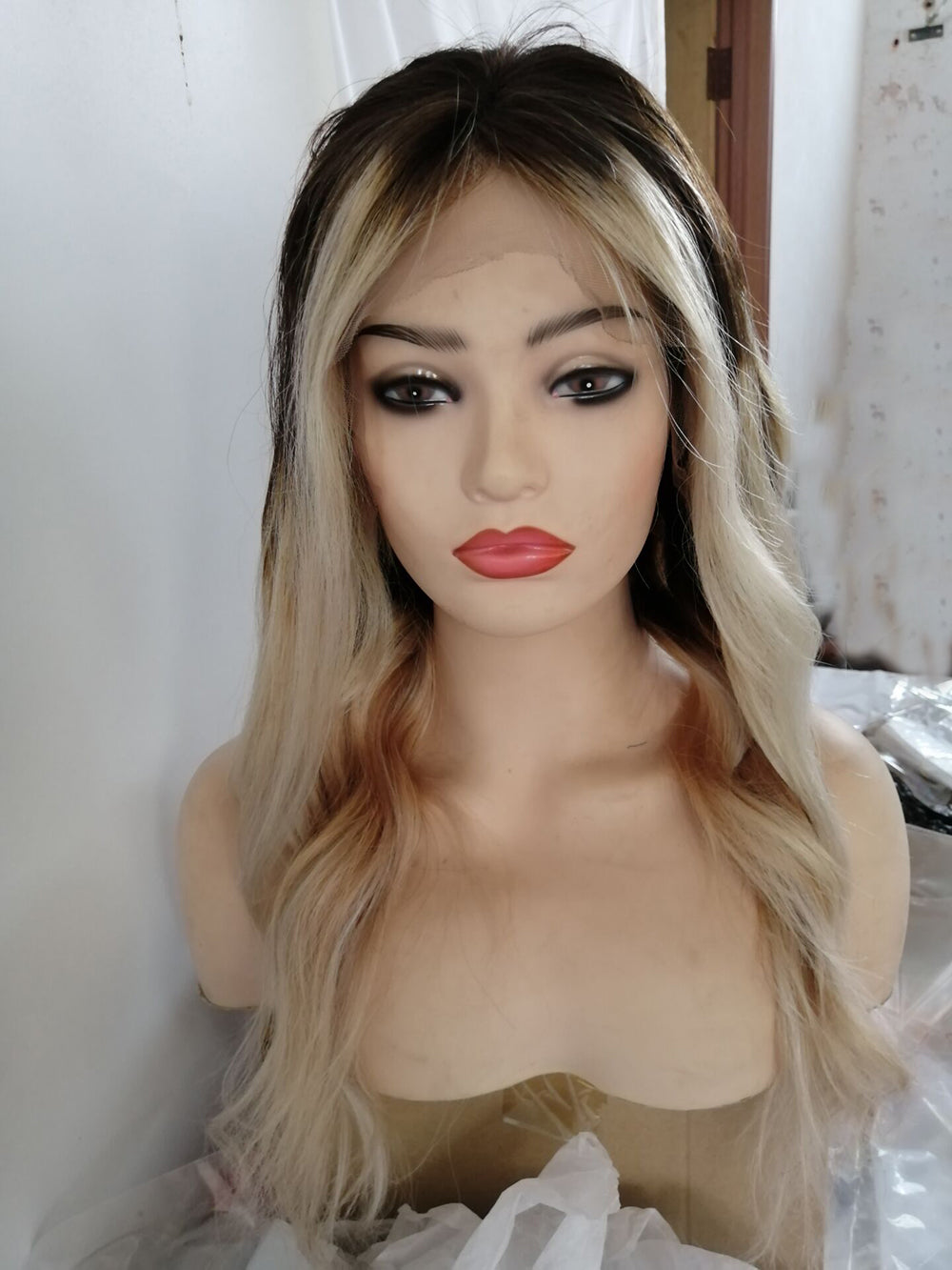 SHULY Long Brown Mixed Color Lace Front Wigs for White Women 100% Human Hair