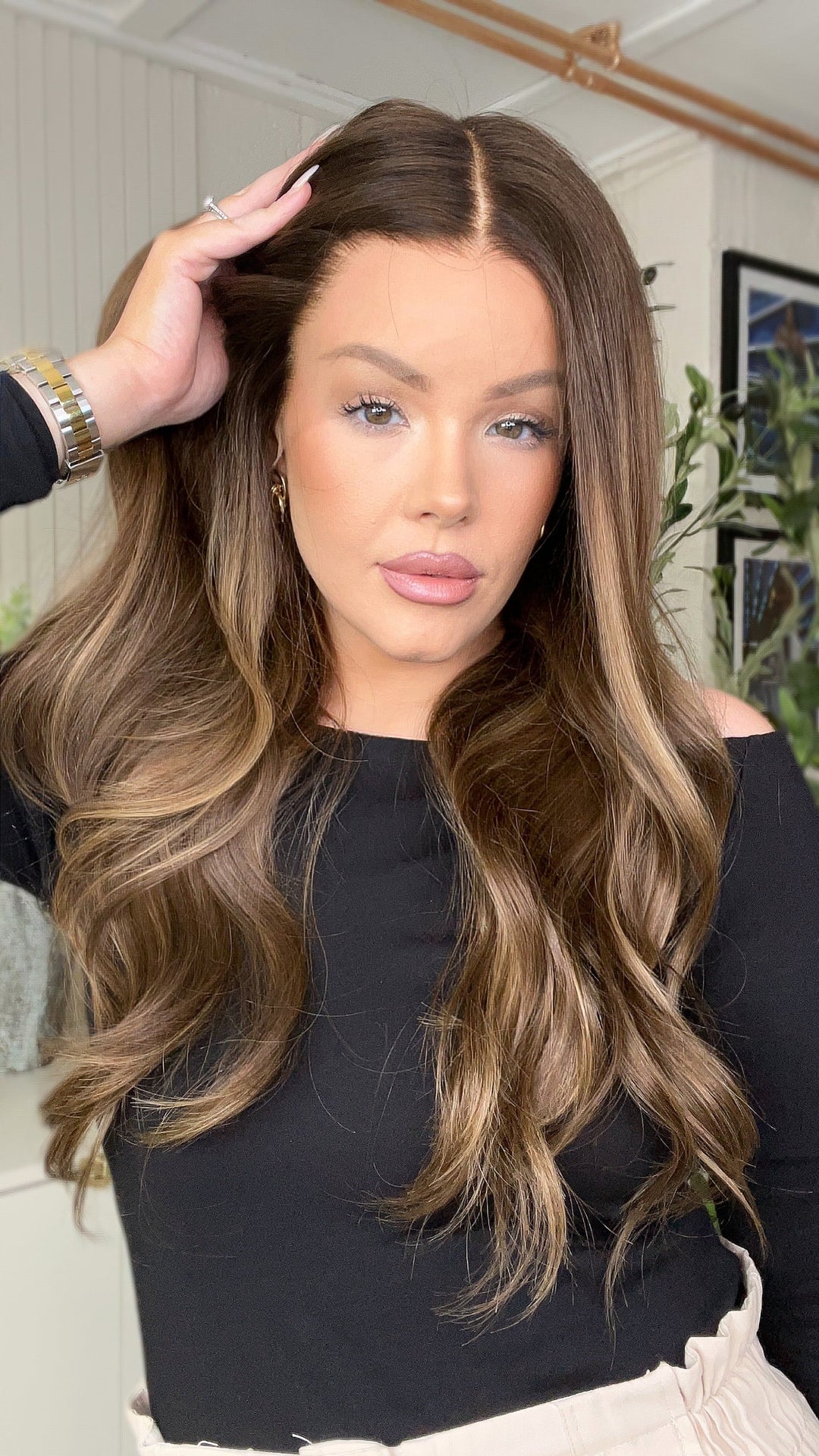 SHULY Chestnut Brown Wigs 100% Real Human Hair for Caucasian 180% Density