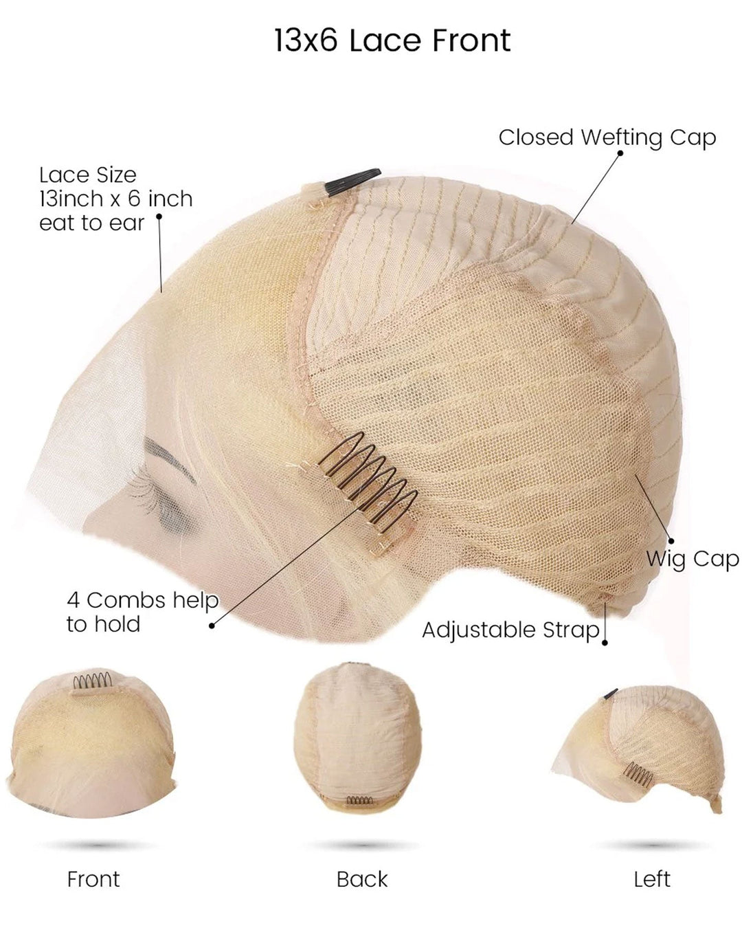 SHULY Highlight Blonde Short Lace Front Wigs for White Women 100% Human Hair