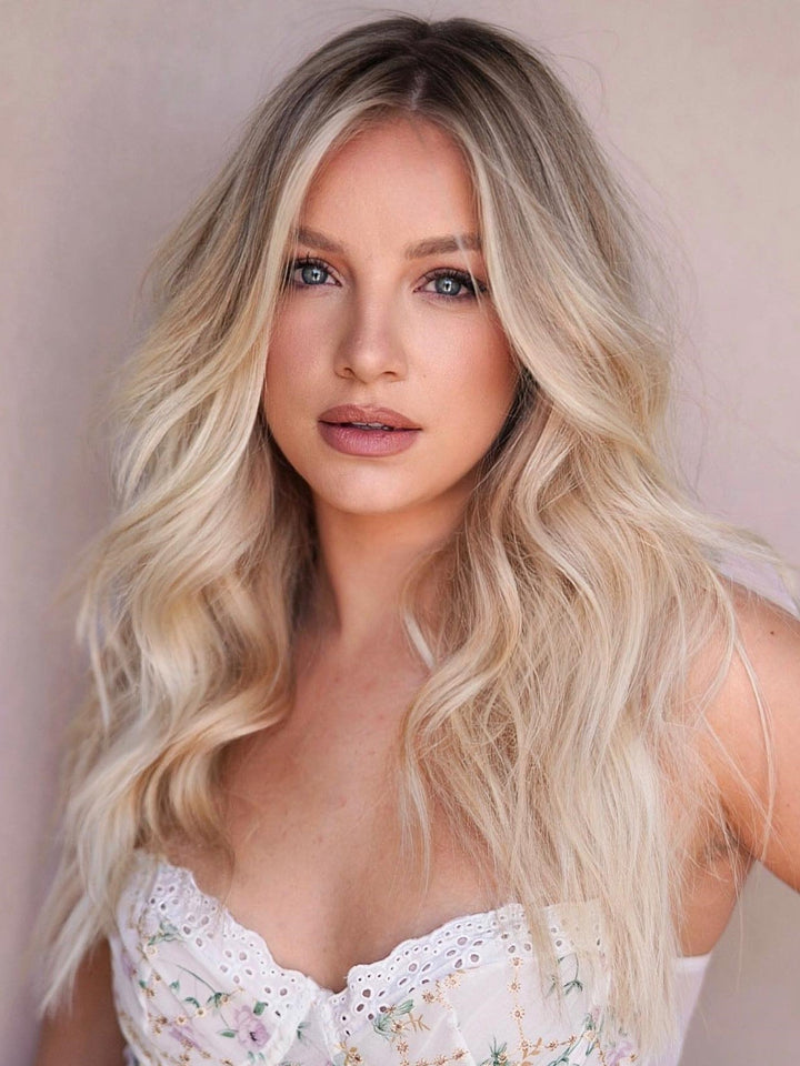 Rooted Champagne Wigs 100% Real Human Hair for Caucasian | Free Shipping