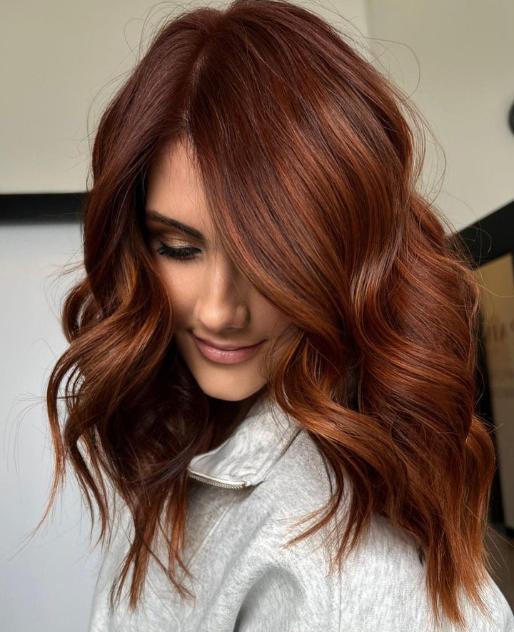 Lived-In Copper Balayage Wigs 100% Real Human Hair for Caucasian Women