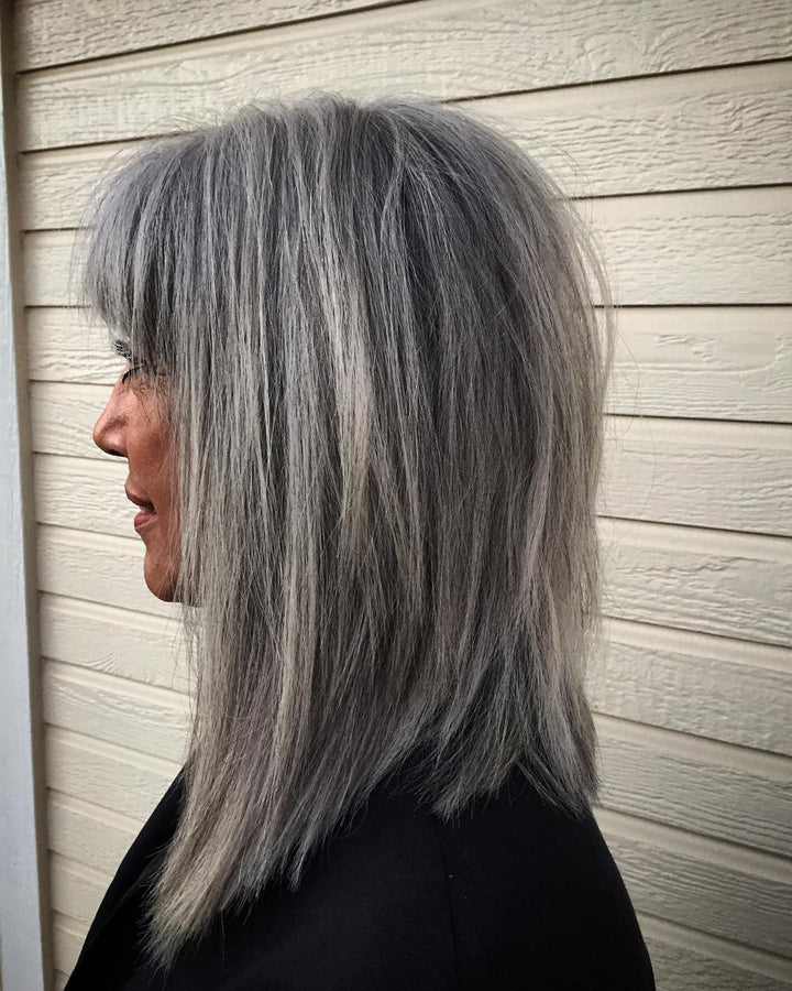 Choppy Salt and Pepper Cut Wigs 100% Real Human Hair for Caucasian Women