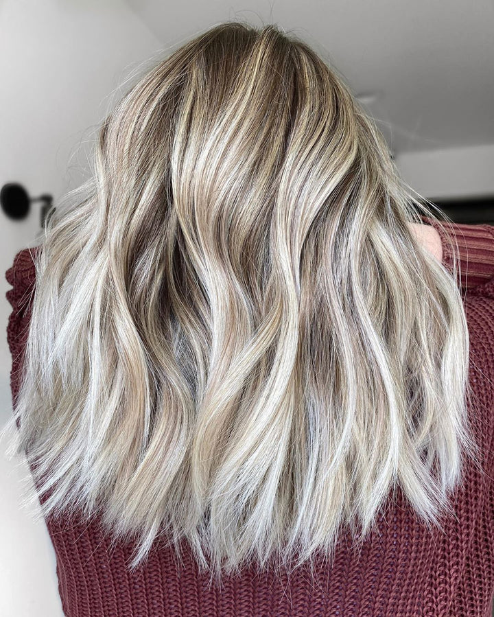 Platinum Ash Blonde Wigs 100% Real Human Hair for Caucasian Women