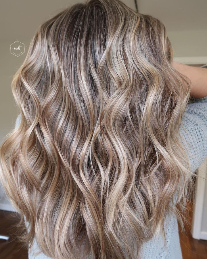 Long Ash Blonde Balayage Wigs 100% Real Human Hair for Caucasian Women