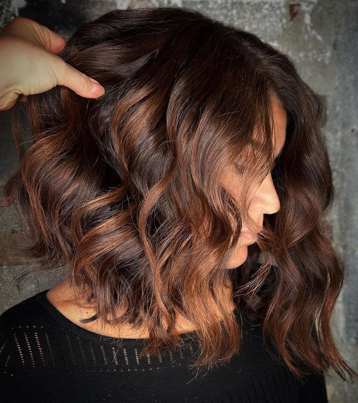 Short Auburn Balayage Bob Wigs for Women Caucasian 100% Human Hair