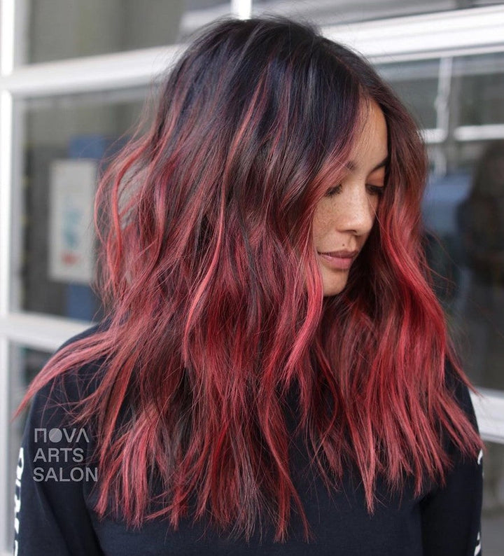 Raspberry Red Wigs 100% Real Human Hair for Caucasian Women