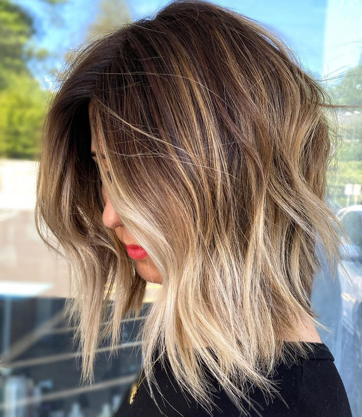 Short Balayage Ombre Wigs for Women Caucasian 100% Human Hair