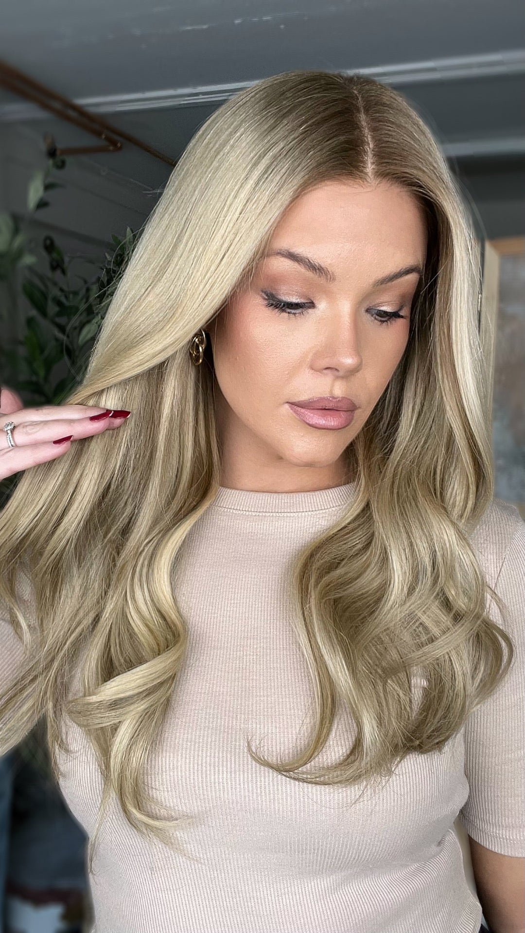 SHULY Ash Blonde Wavy Wigs 100% Real Human Hair for Caucasian 180% Density