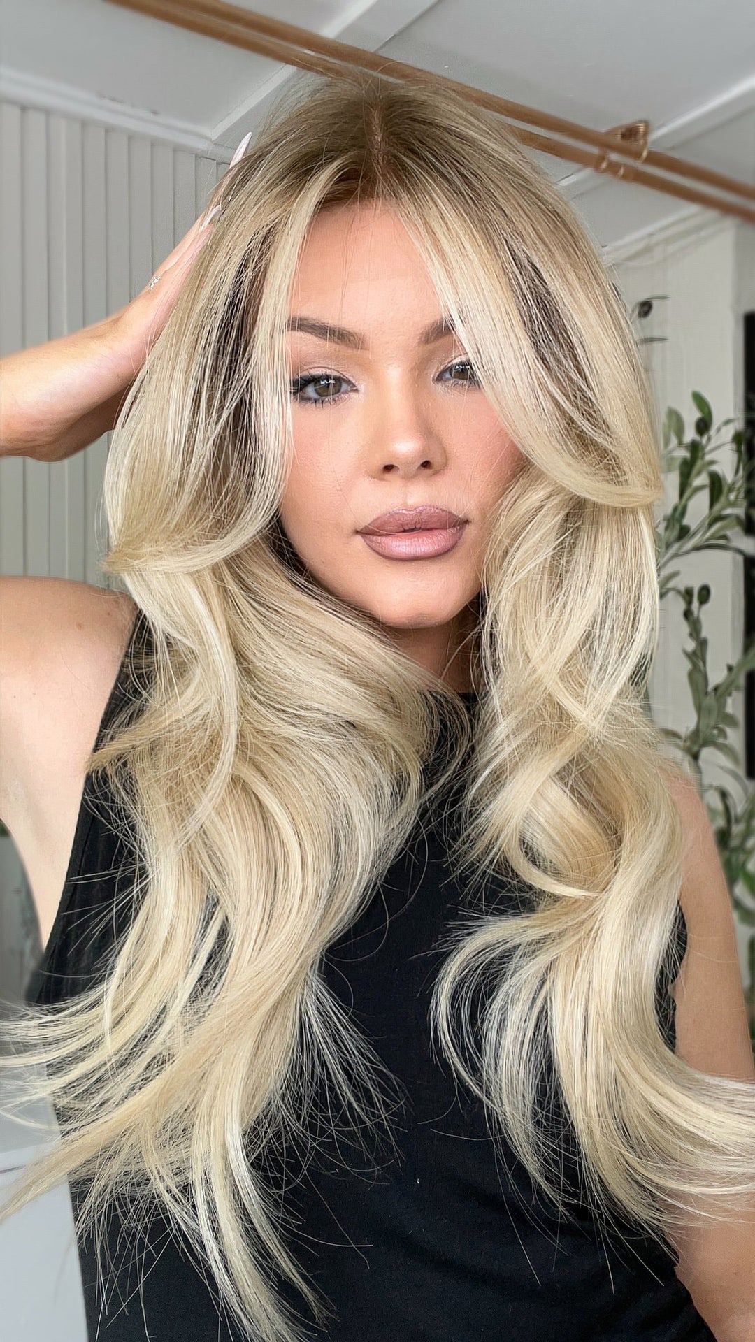 SHULY Ombre Ashy Blonde Wigs 100% Real Human Hair for Caucasian 180% Density