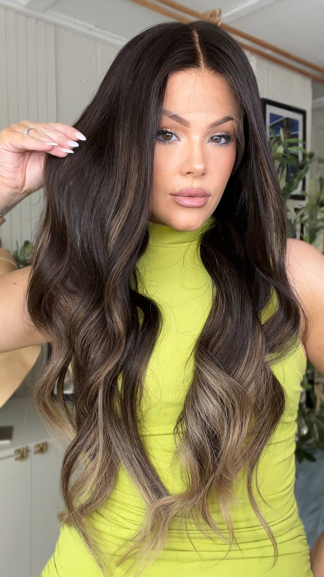SHULY Black to Warm Gray Ombre Wigs 100% Real Human Hair for Caucasian 180% Density