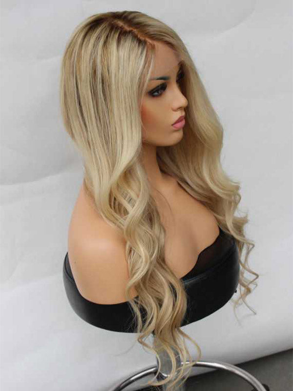 SHULY Ombre Blonde Highlight Lace Front Wig for White Women 100% Human Hair