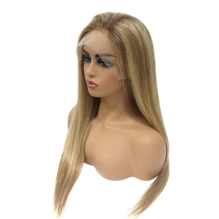 SHULY Golden Brown to Blonde Ombre Lace Front Wigs for White Women 100% Human Hair