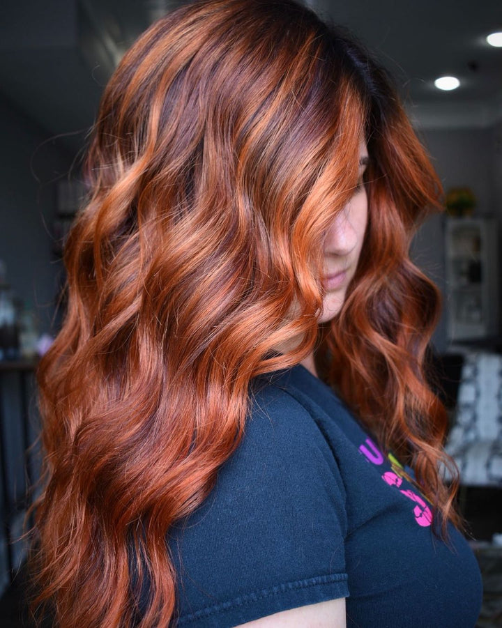 Chestnut and Burnt Orange Red Wigs 100% Real Human Hair for Caucasian Women