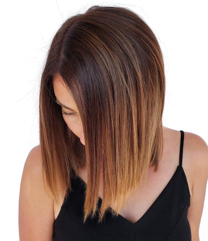Straight Balayage Bob Wigs for Women Caucasian 100% Human Hair