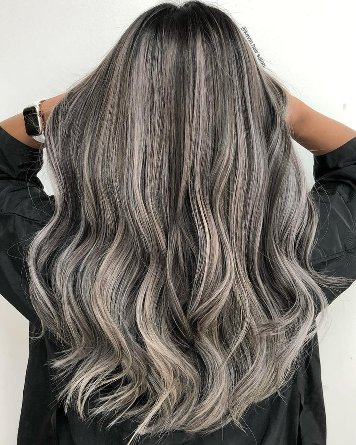 Wavy Salt and Pepper Wigs 100% Real Human Hair for Caucasian Women