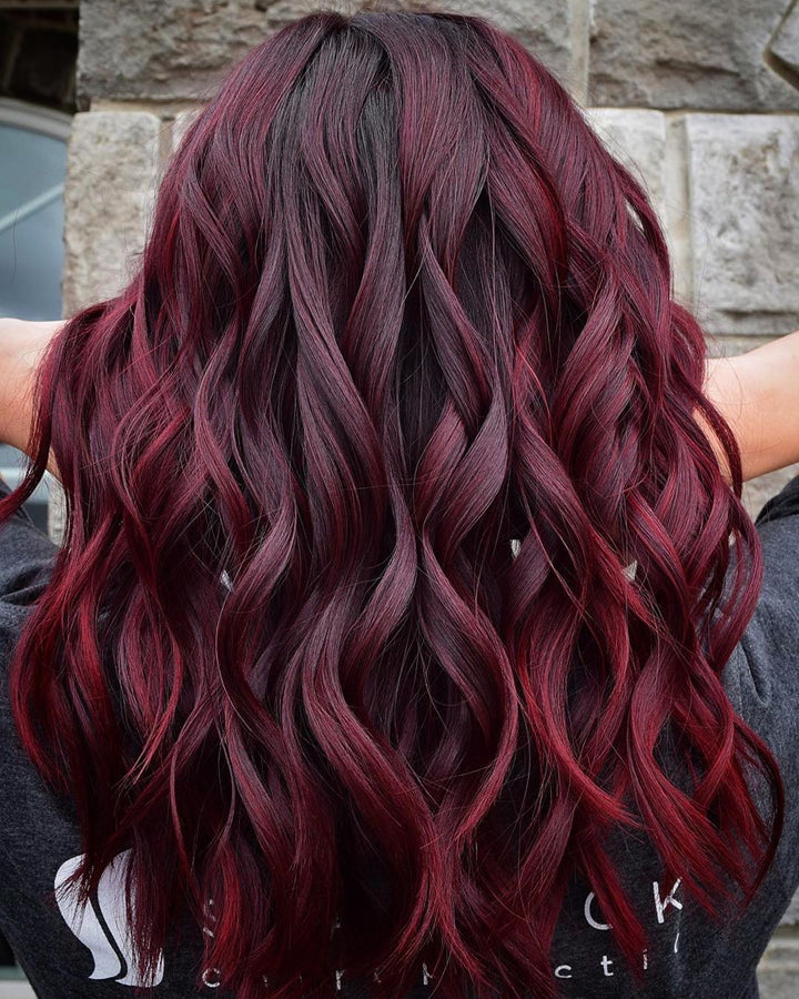Burgundy Red Wigs 100% Real Human Hair for Caucasian Women