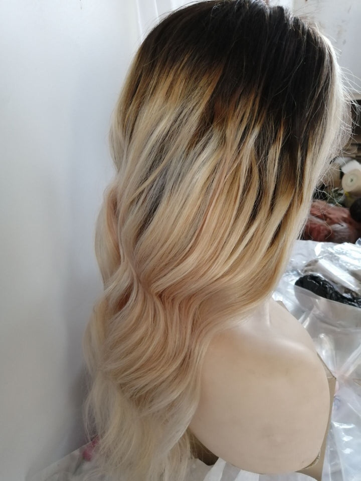 SHULY Long Brown Mixed Color Lace Front Wigs for White Women 100% Human Hair