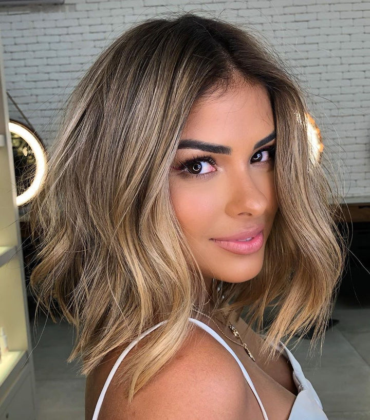 Dirty Blonde Wigs with Balayage for Women Caucasian 100% Human Hair