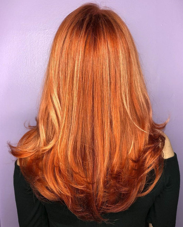 SHULY Bright Rose Gold Wigs 100% Real Human Hair for Caucasian Women