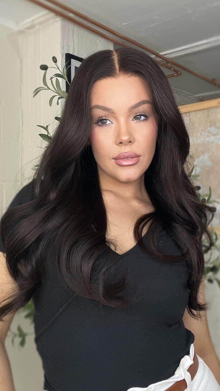 SHULY Natural Black Lace Wigs 100% Real Human Hair for Caucasian 180% Density