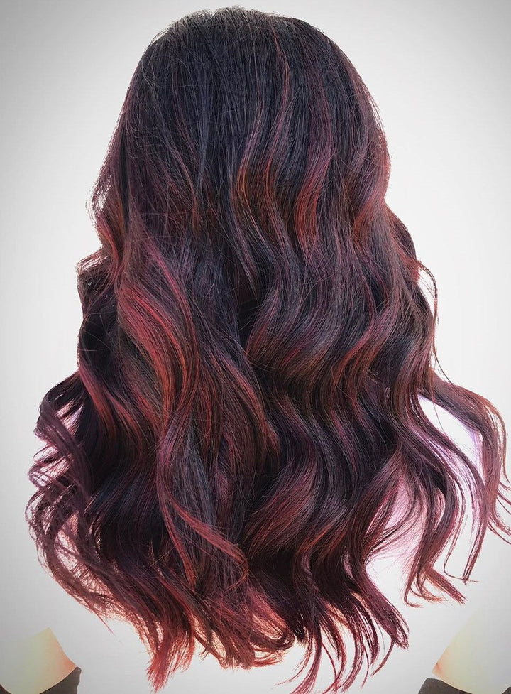 Red Wine Wigs 100% Real Human Hair for Caucasian Women