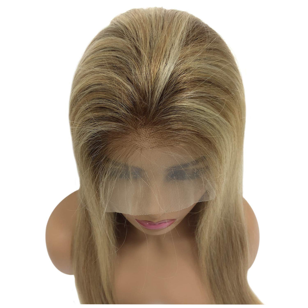 SHULY Golden Brown to Blonde Ombre Lace Front Wigs for White Women 100% Human Hair