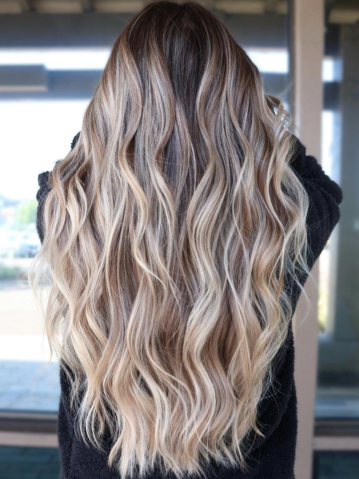 Dark Rooted Blonde Wigs 100% Real Human Hair for Caucasian | Free Shipping