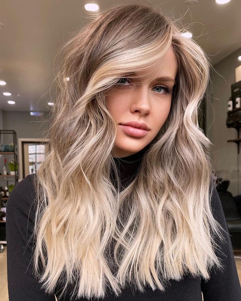 Face-Framing Blonde Highlights Wigs 100% Real Human Hair for Caucasian | Free Shipping