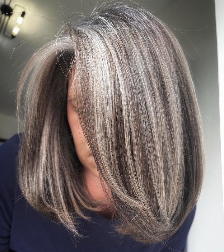 Italian Bob Wigs with Highlights and Lowlights 100% Real Human Hair for Caucasian Women