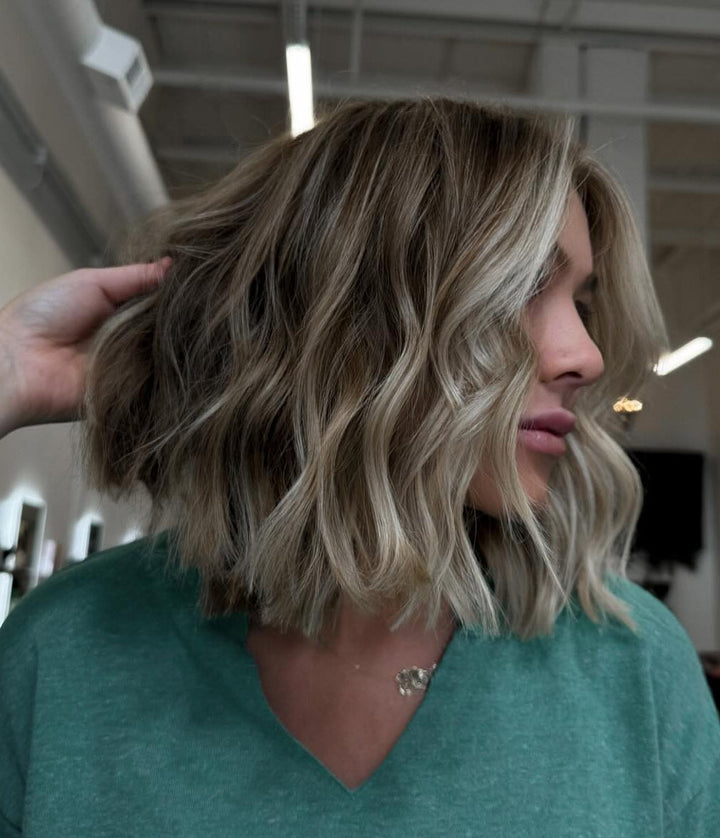 Short Dirty Blonde Balayage Wigs for Women Caucasian 100% Human Hair