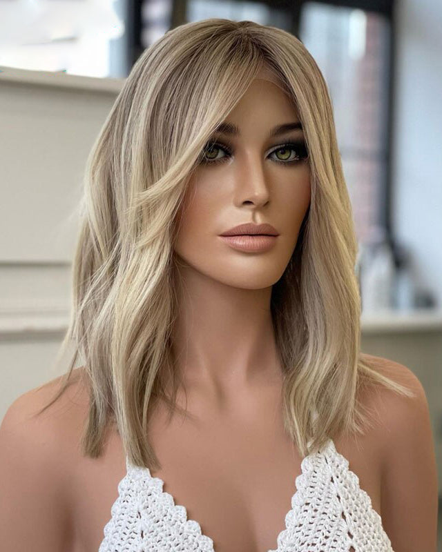 SHULY Ombre Blonde Lace Frontal Wig for White Women 100% Human Hair