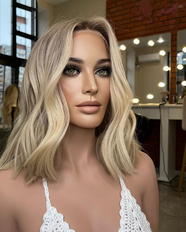 SHULY Ombre Blonde Lace Frontal Wig for White Women 100% Human Hair