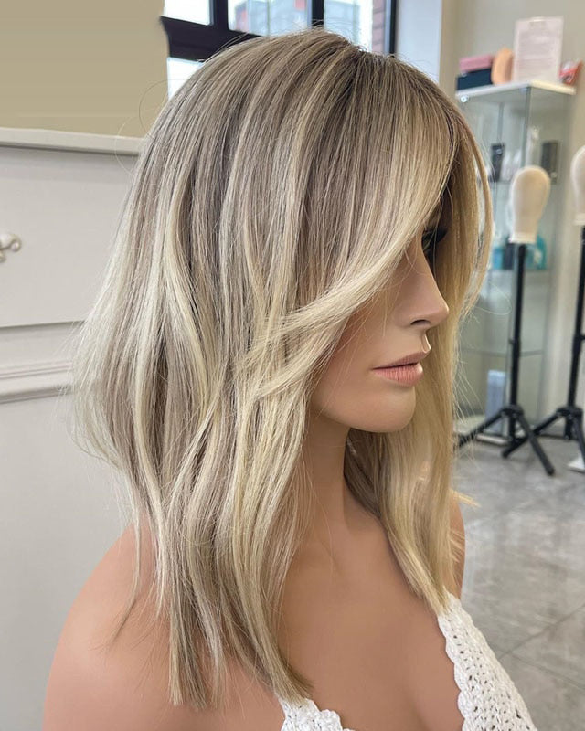 SHULY Ombre Blonde Lace Frontal Wig for White Women 100% Human Hair