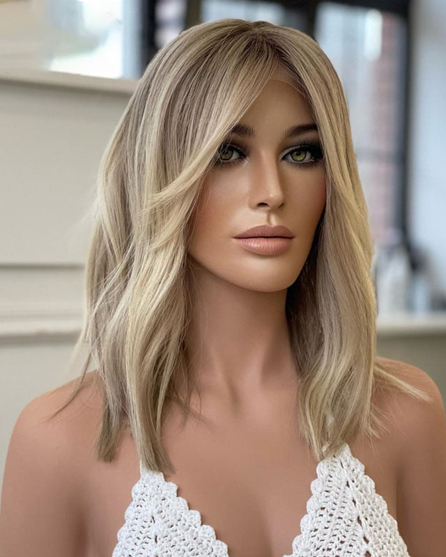 SHULY Ombre Blonde Lace Frontal Wig for White Women 100% Human Hair