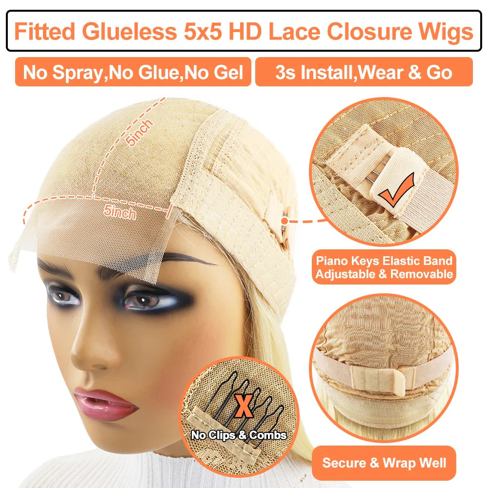 SHULY Ombre Brown Highlights Lace Front Wigs for White Women 100% Human Hair