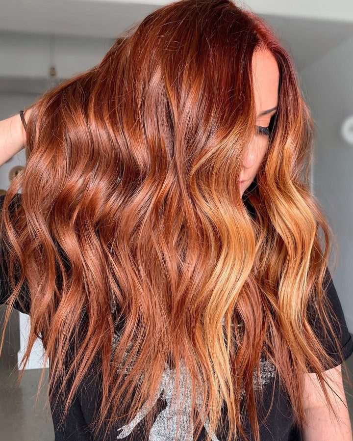Auburn Red Shade Wigs 100% Real Human Hair for Caucasian Women