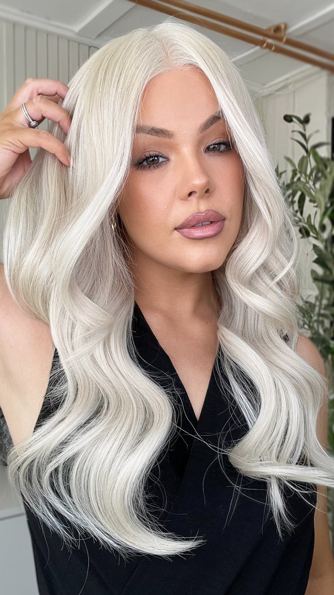 SHULY White Wavy Wigs 100% Real Human Hair for Caucasian 180% Density