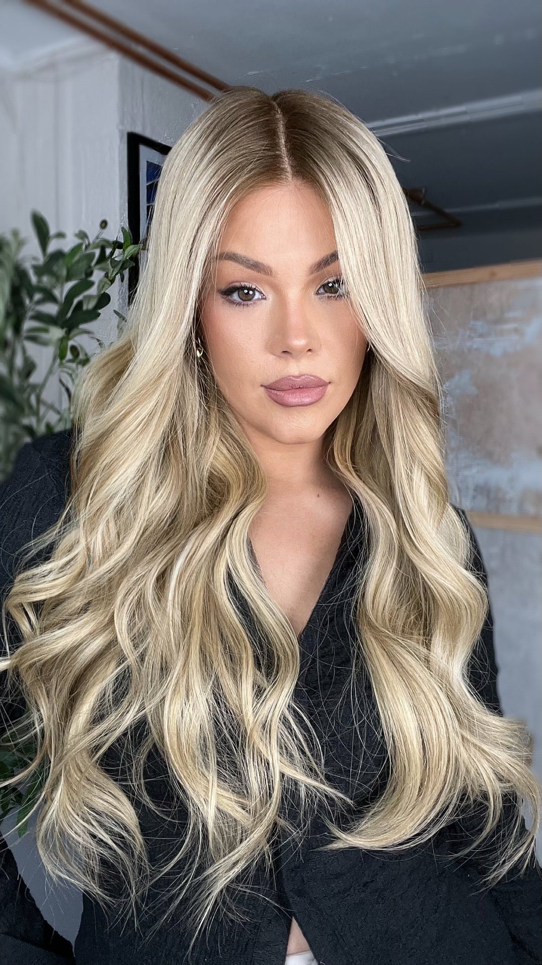 SHULY Ashy Blonde Wigs with Dark Roots 100% Real Human Hair for Caucasian 180% Density