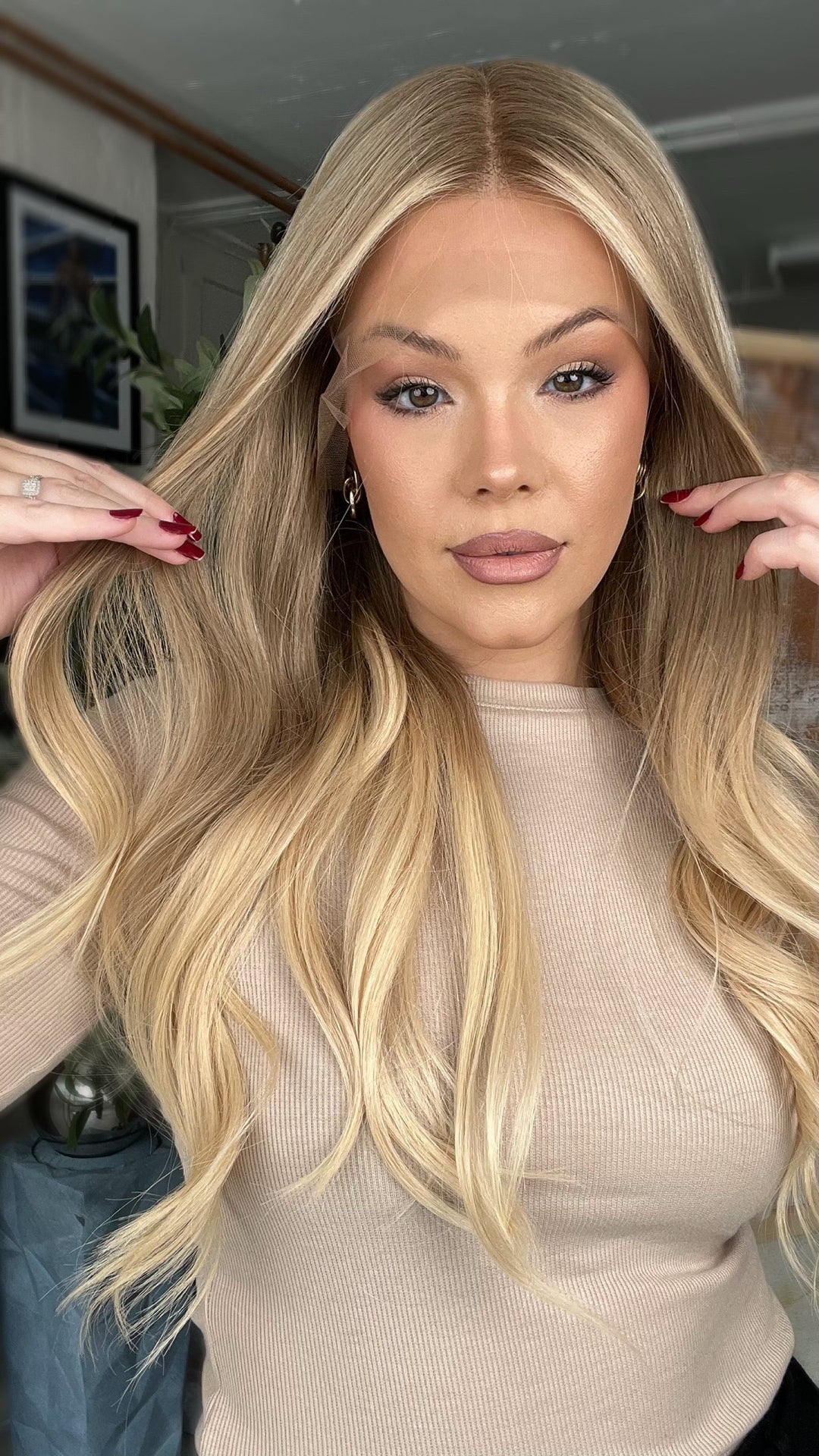 SHULY Dirty Blonde Highlights Wigs 100% Real Human Hair for Caucasian 180% Density