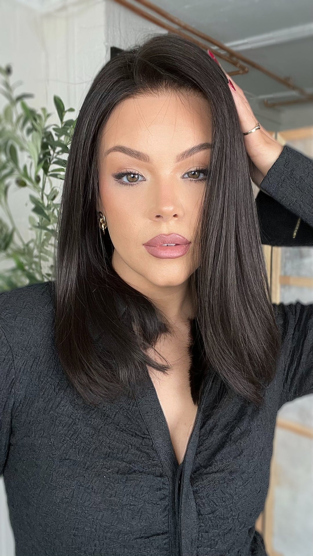 SHULY Natural Black Wigs 100% Real Human Hair for Caucasian 180% Density