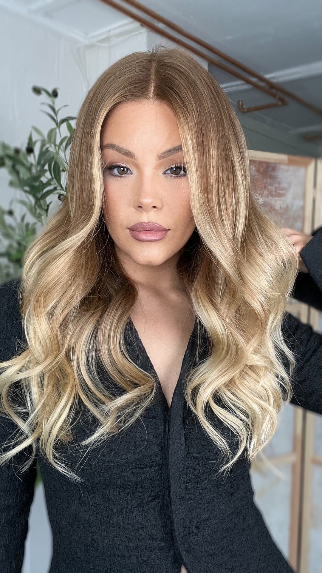 SHULY Ashy Brown Ombre Wigs 100% Real Human Hair for Caucasian 180% Density