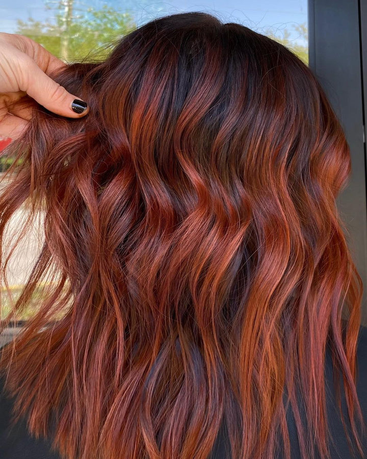 Copper Red Balayage Wigs 100% Real Human Hair for Caucasian Women