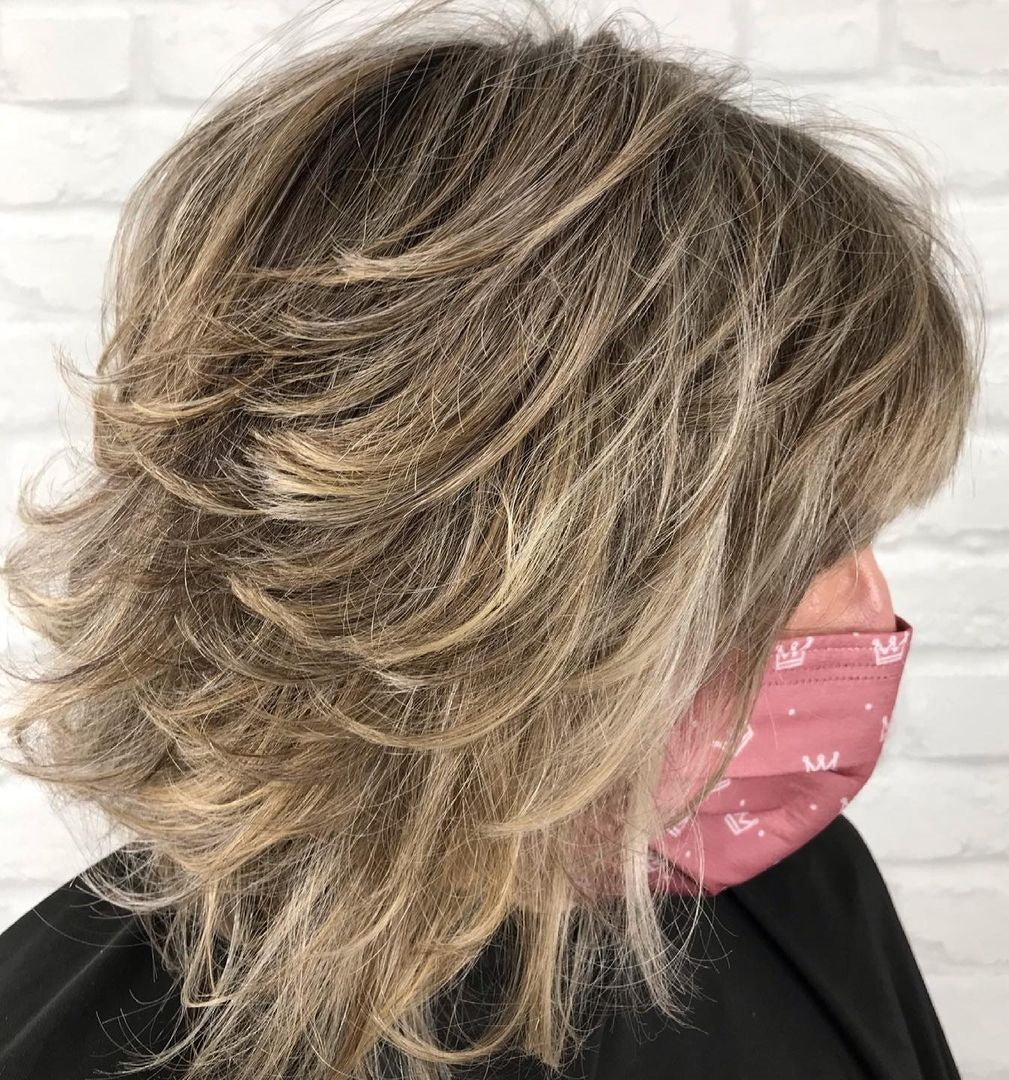 Shag Wigs with Highlights for Women over 50 for Women Caucasian 100% Human Hair