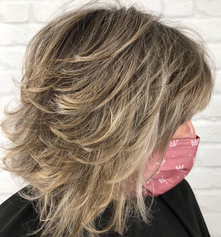 Shag Wigs with Highlights for Women over 50 for Women Caucasian 100% Human Hair