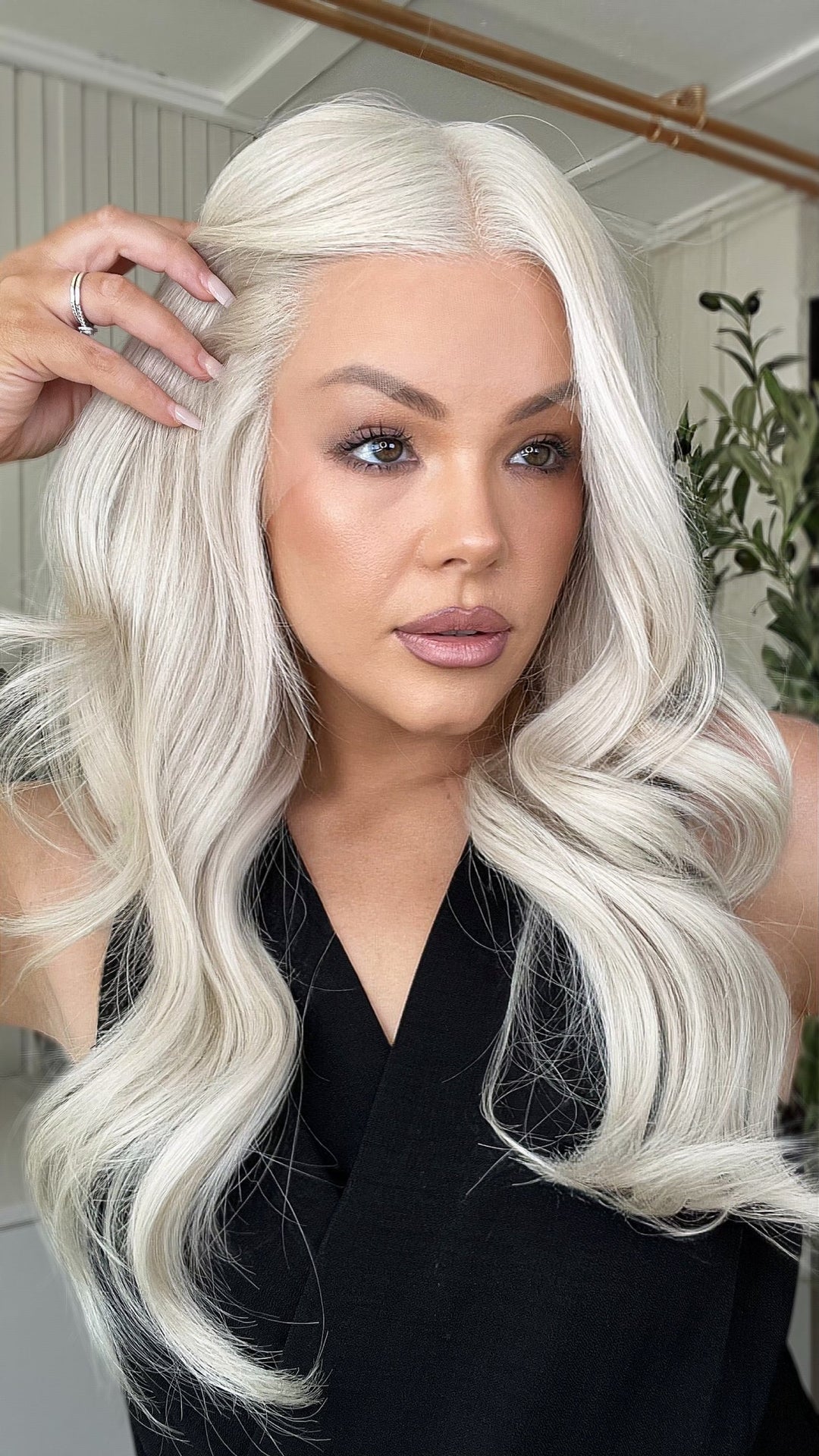 SHULY White Wavy Wigs 100% Real Human Hair for Caucasian 180% Density