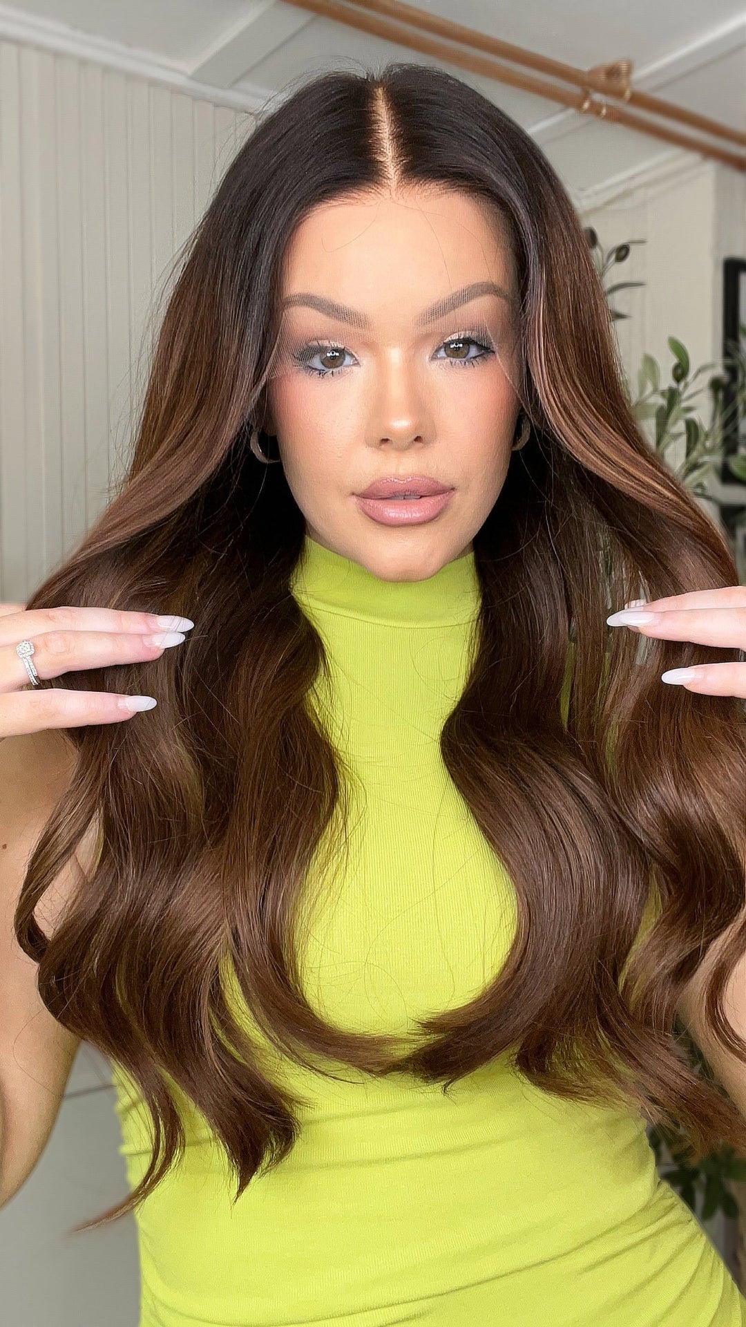 SHULY Ombre Cocoa Color Wigs 100% Real Human Hair for Caucasian 180% Density