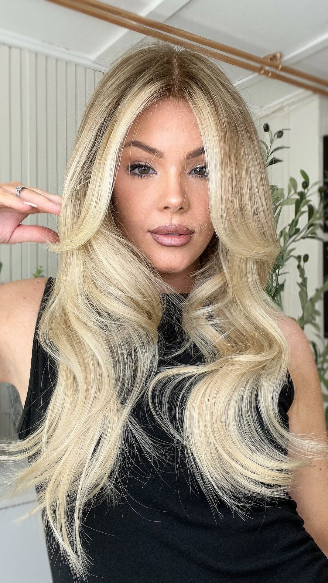 SHULY Ombre Ashy Blonde Wigs 100% Real Human Hair for Caucasian 180% Density